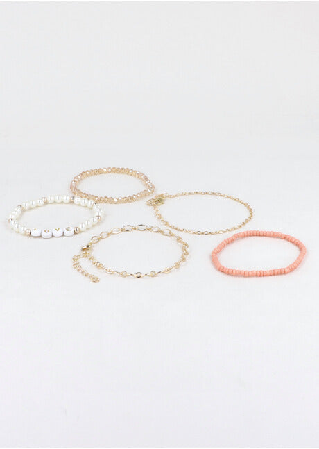 Set 5 Pulseras Love ORO