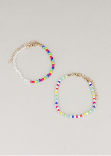 Set 2 Beads Pearl bracelets MULTICOLORED