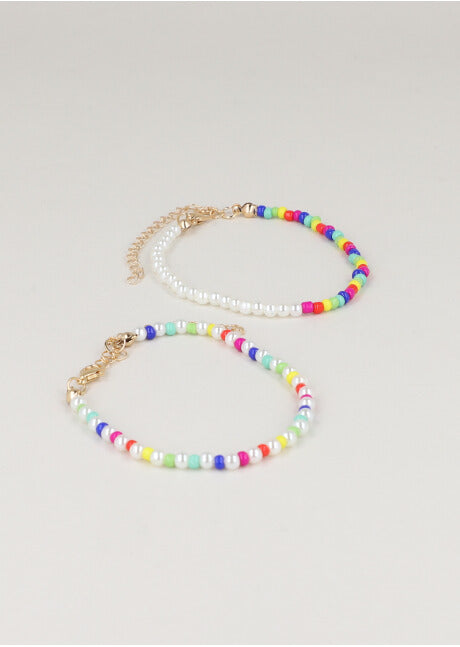 Set 2 Beads Pearl bracelets MULTICOLORED