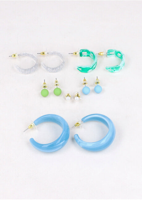 Set 6 pairs stern earrings BLUE