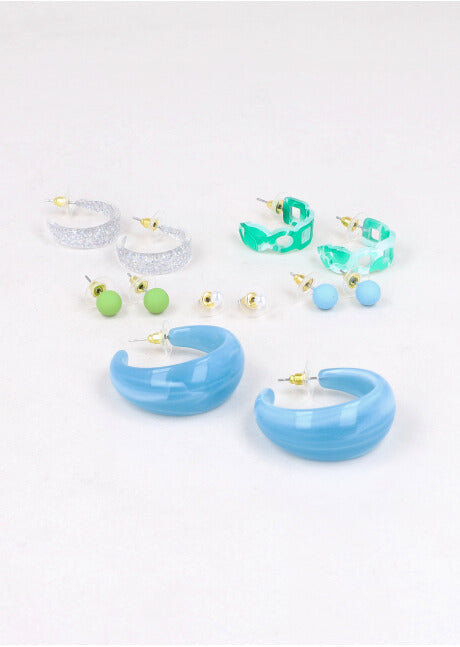 Set 6 pairs stern earrings BLUE