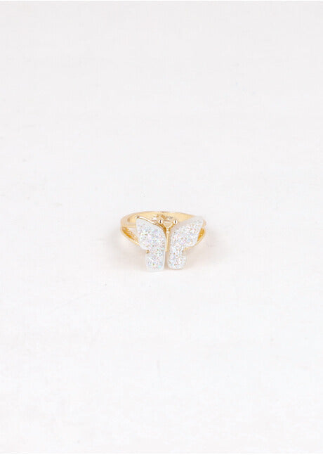 Glitter butterfly ring BONE