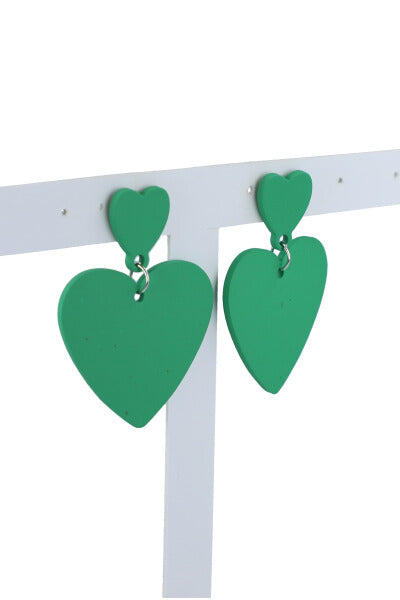 Aretes Studs Corazón VERDE