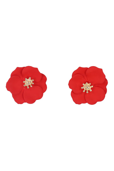 Aretes Studs Flores ROJO