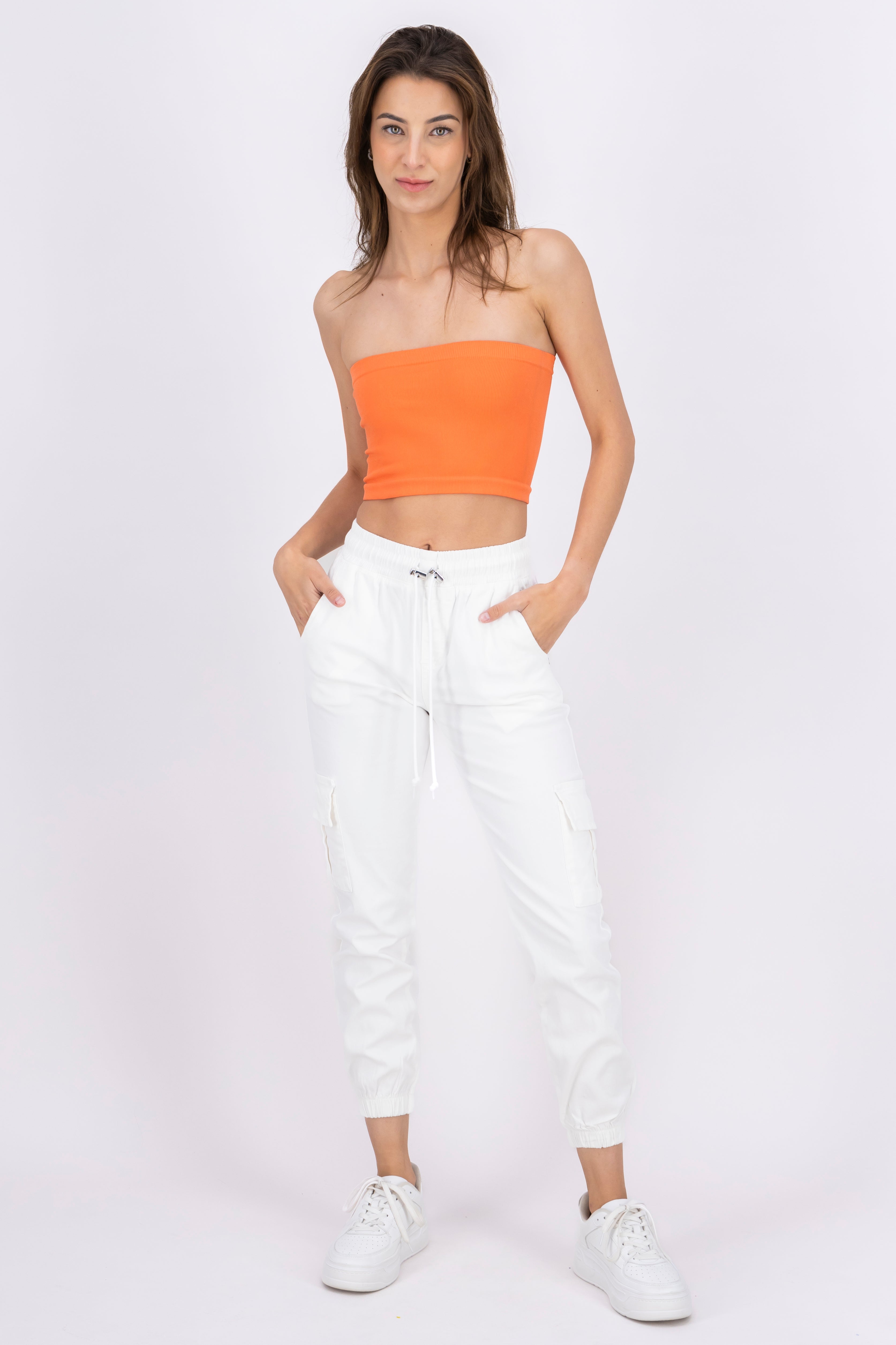 Jeans with spring and jareta WHITE