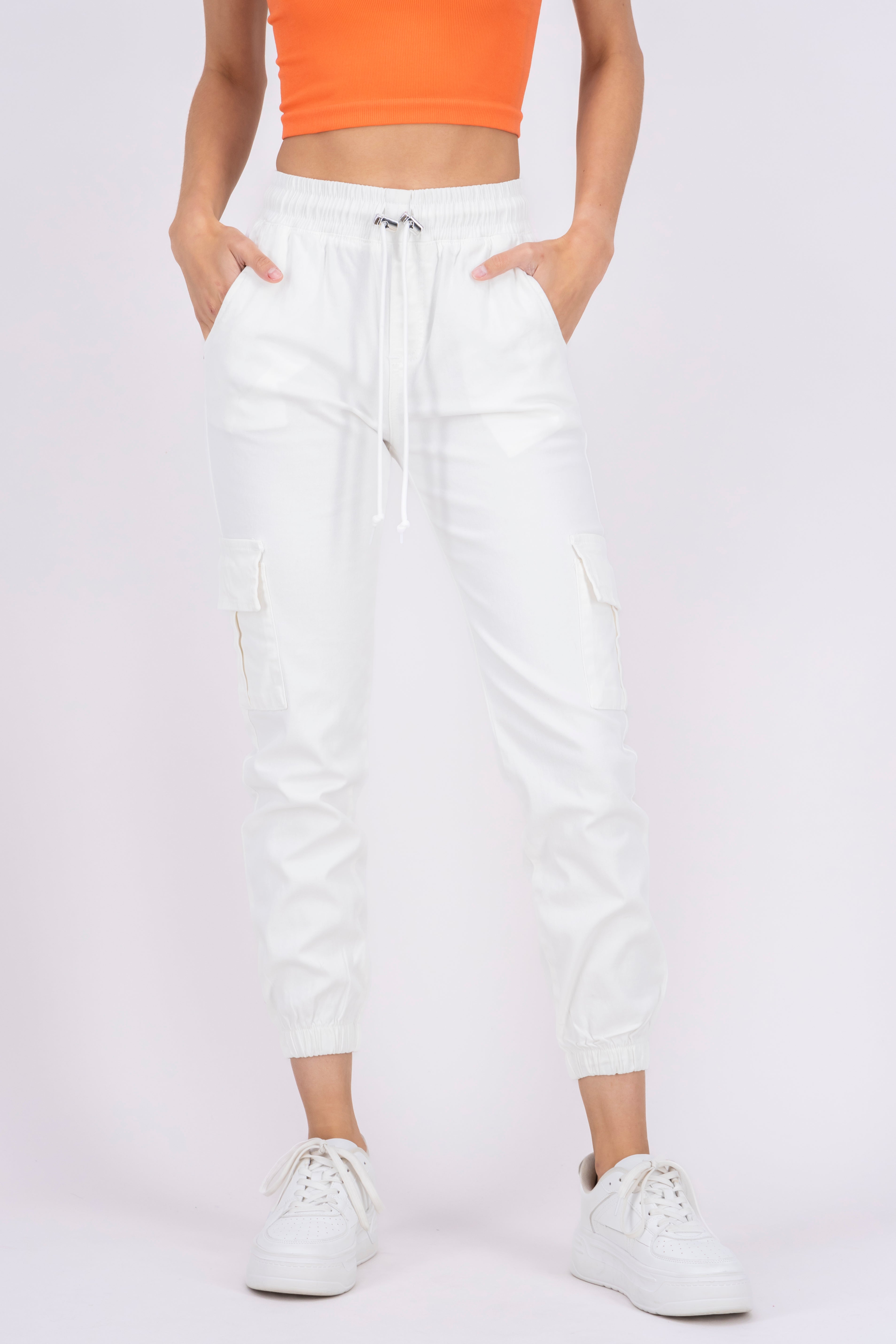 Jeans with spring and jareta WHITE