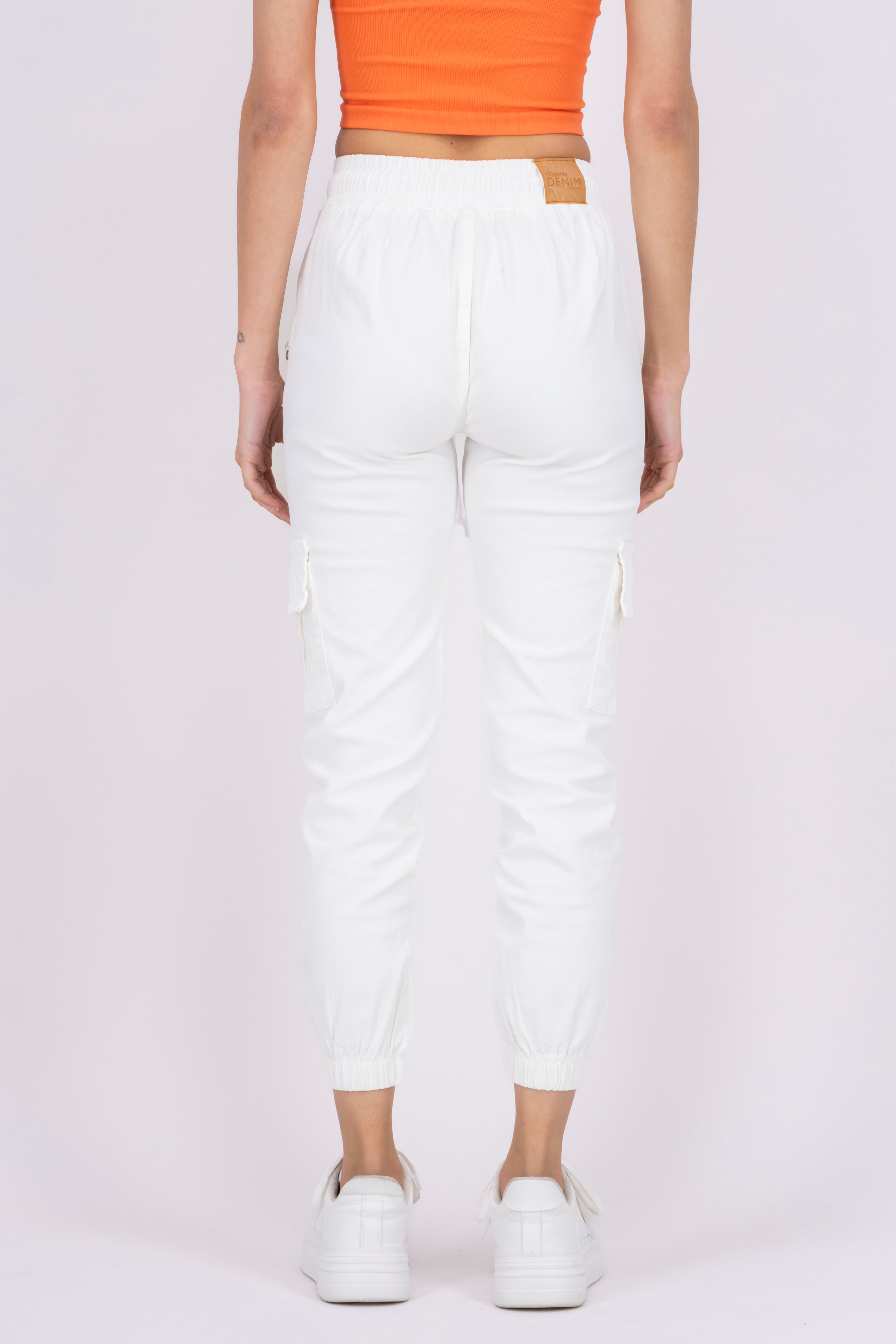 Jeans with spring and jareta WHITE