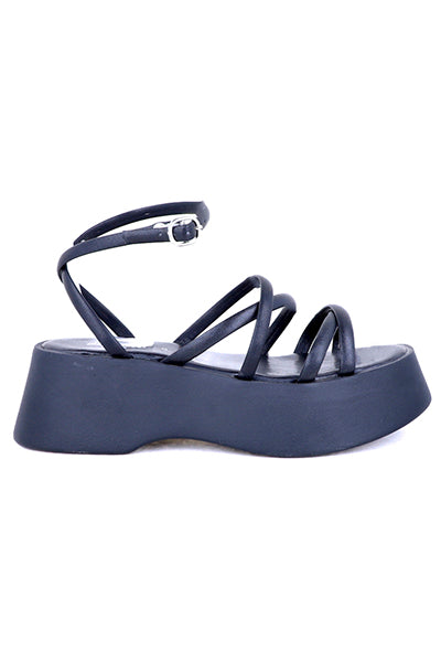 Sandal Platform Multi strips BLACK