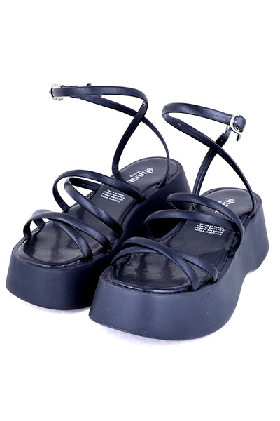 Sandal Platform Multi strips BLACK