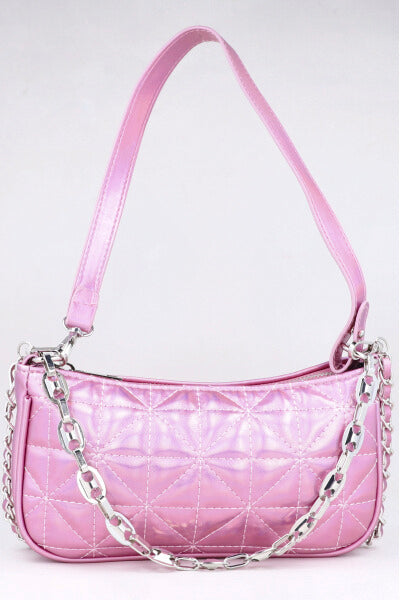 Bolso Baguette Capitonado Metálico ORO ROSA