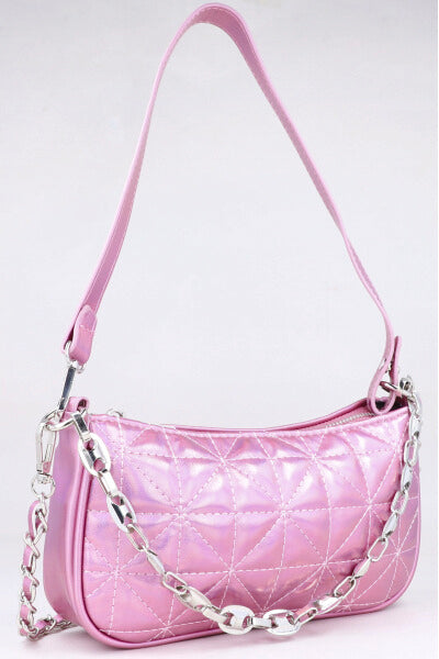 Bolso Baguette Capitonado Metálico ORO ROSA