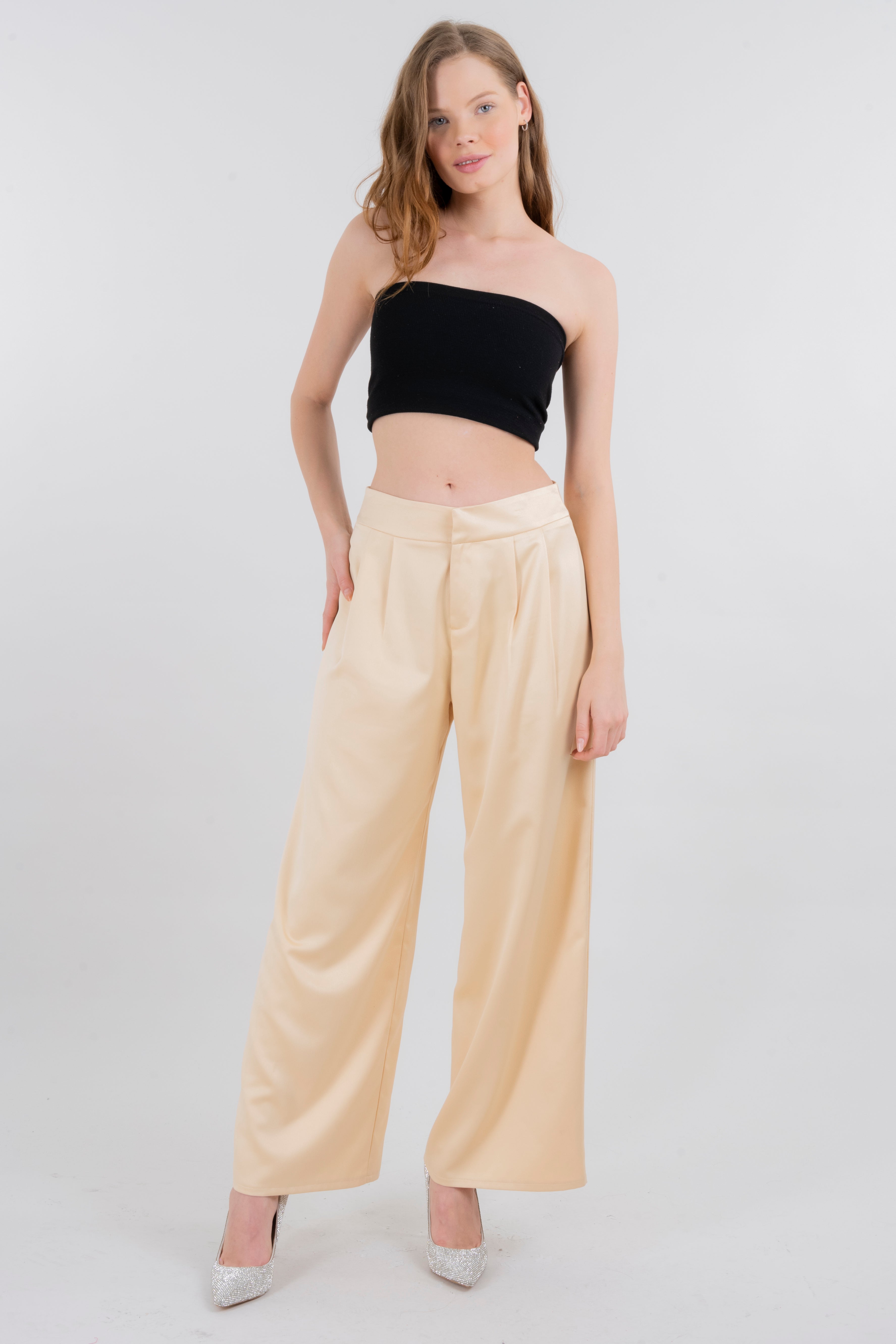 Pantalon Liso Pretina BEIGE