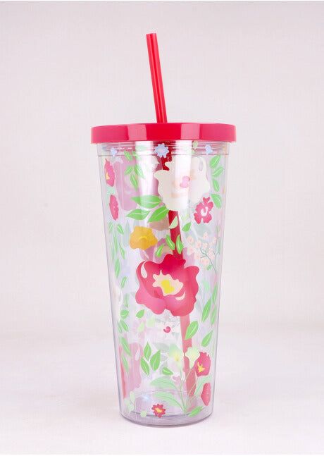 Vaso popote flores ROSA