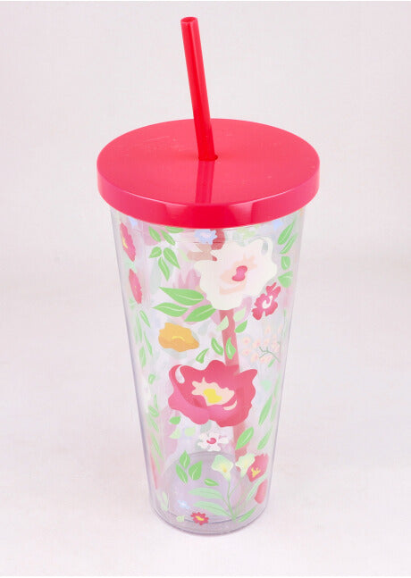 Vaso popote flores ROSA