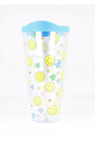 Vaso estampado carita feliz AZUL