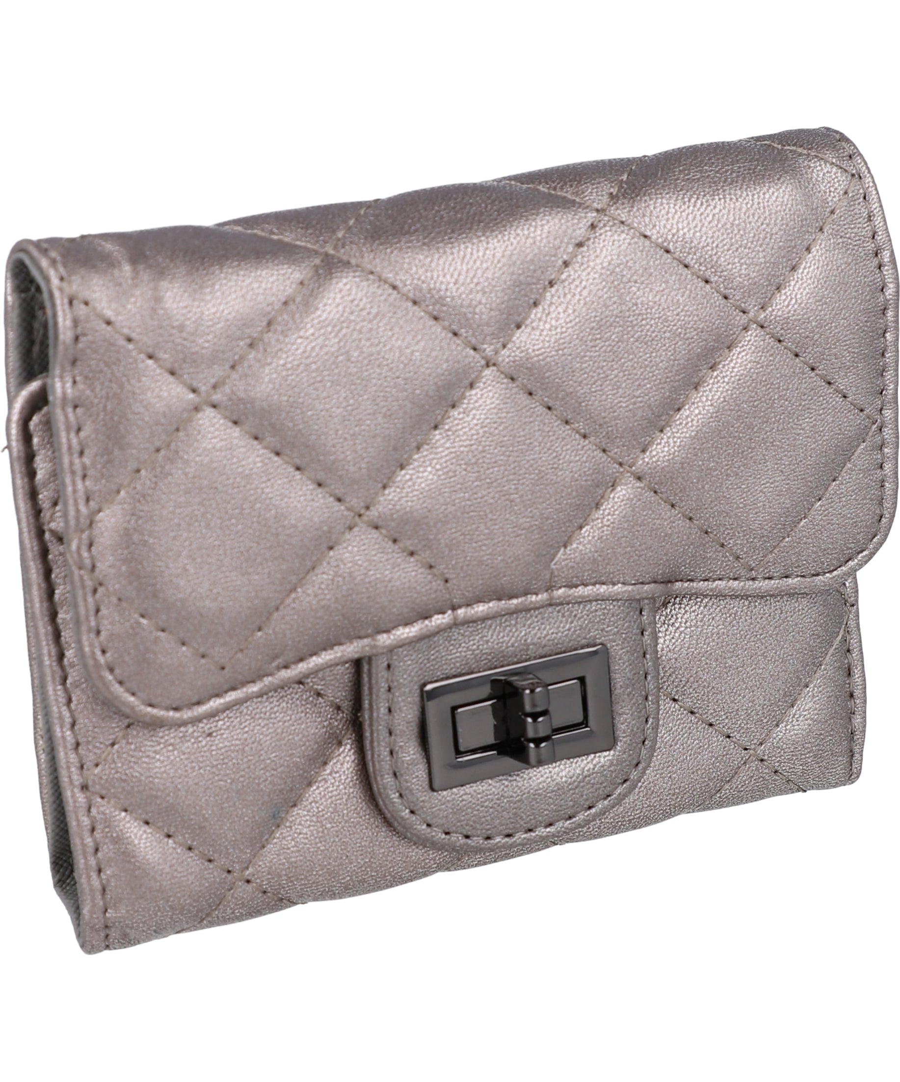 Cartera capitonada broche PLATA