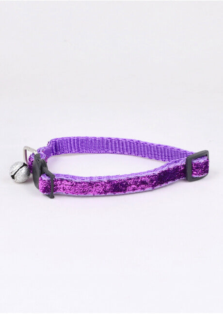 Collar Para Mascota Glitter Cascabel Chico MORADO