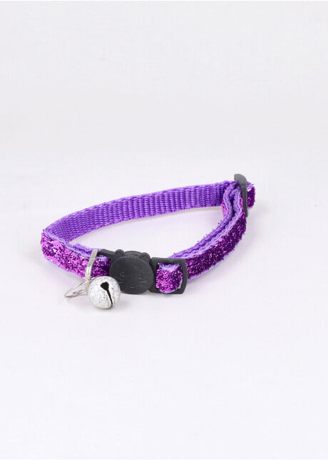 Collar Para Mascota Glitter Cascabel Chico MORADO