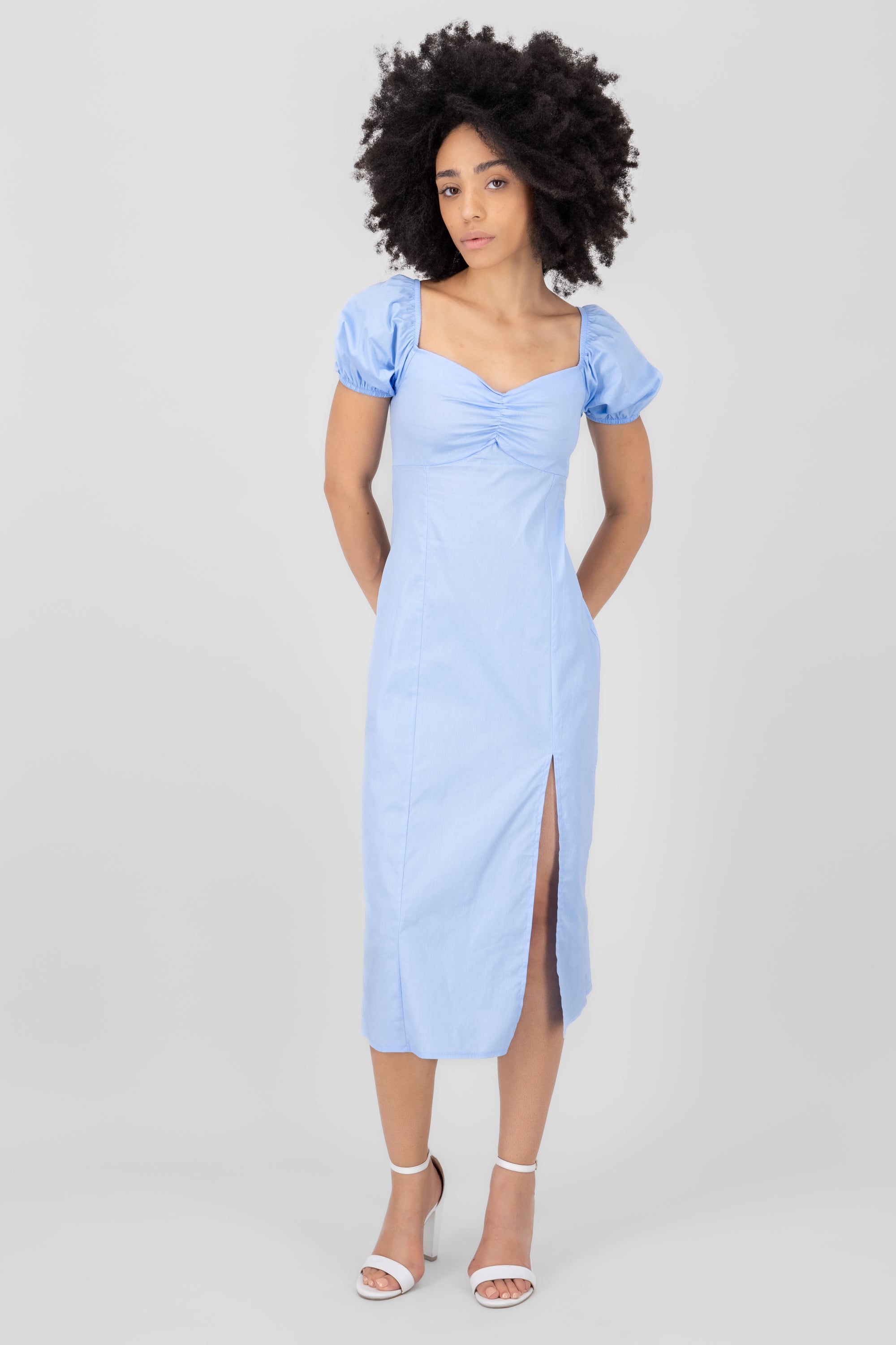 Frunched midi dress Sky blue