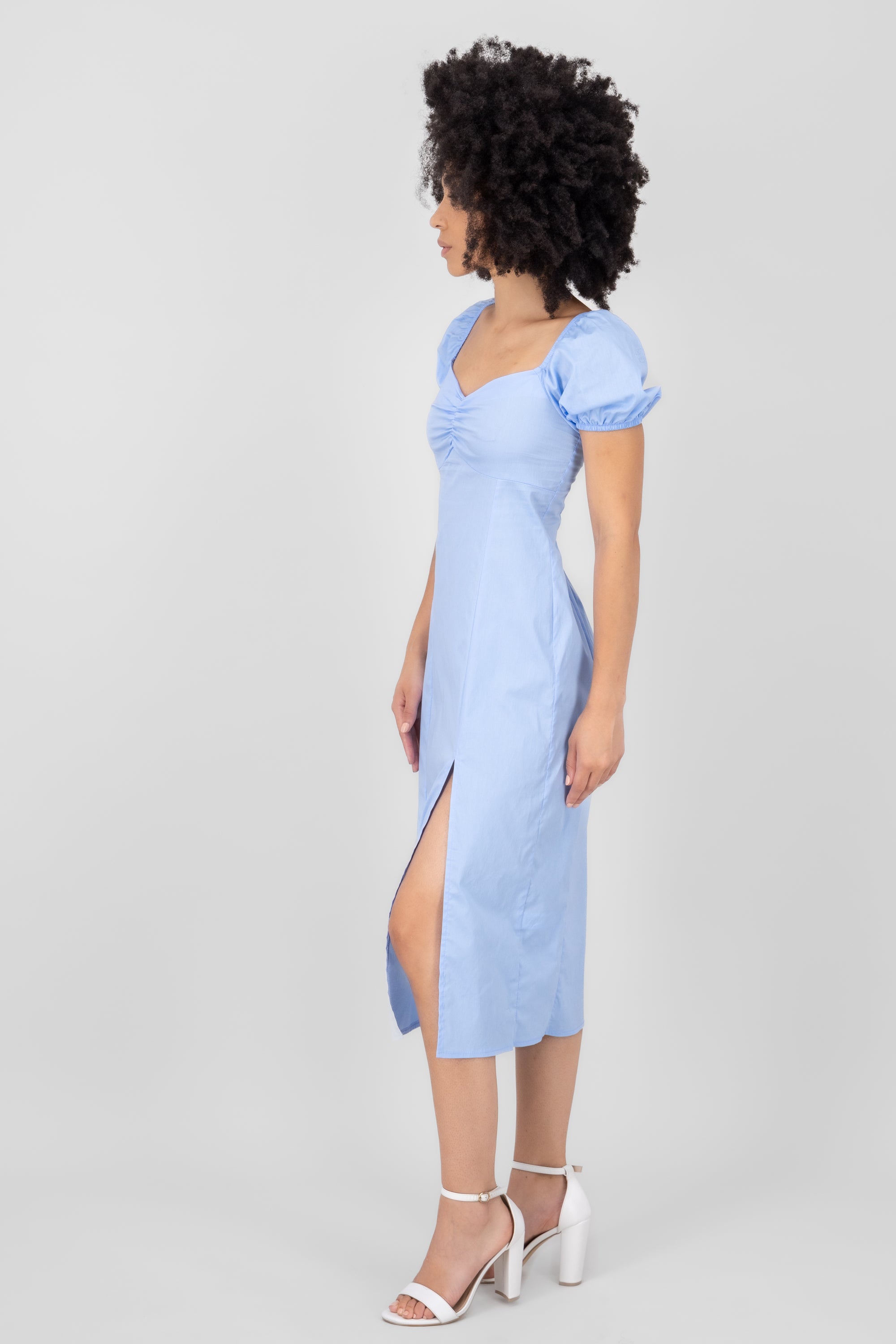 Frunched midi dress Sky blue