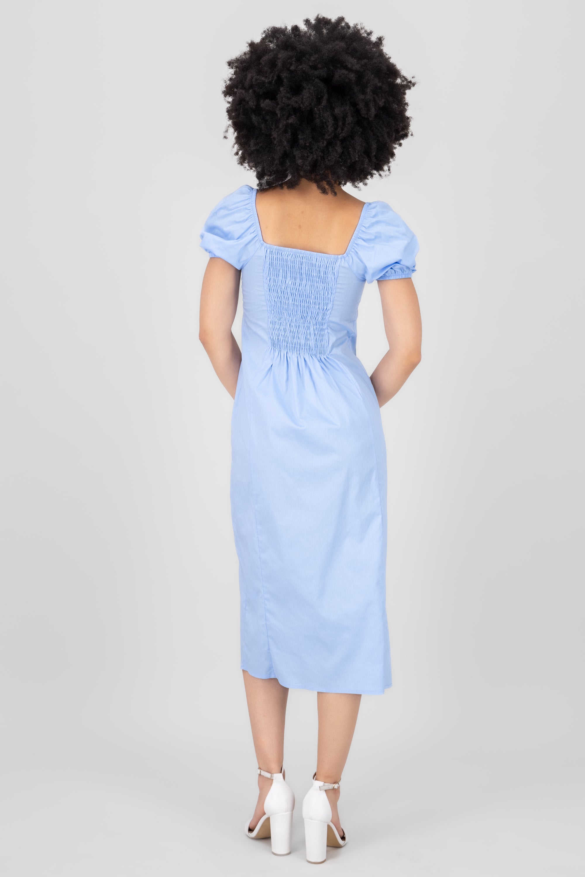 Frunched midi dress Sky blue