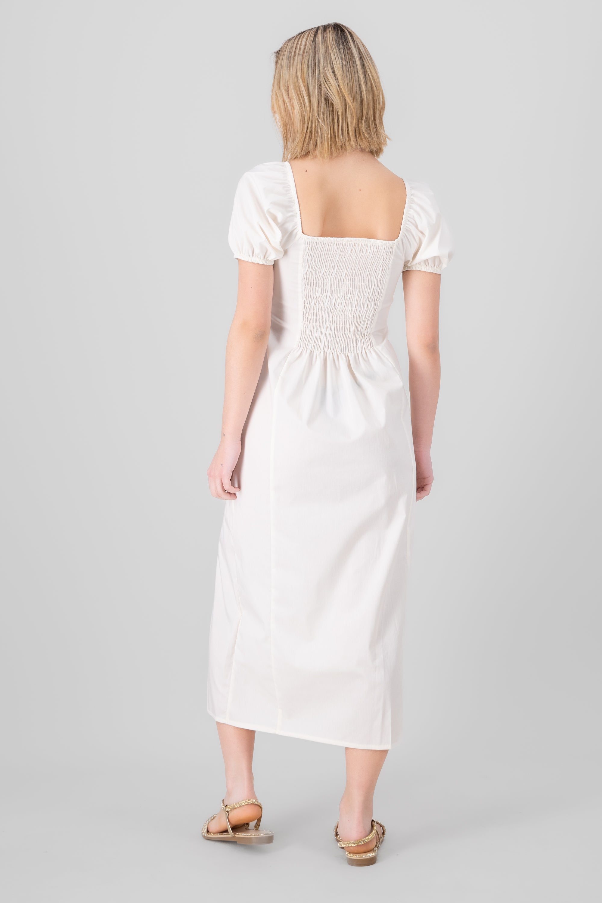 Frunched midi dress BONE