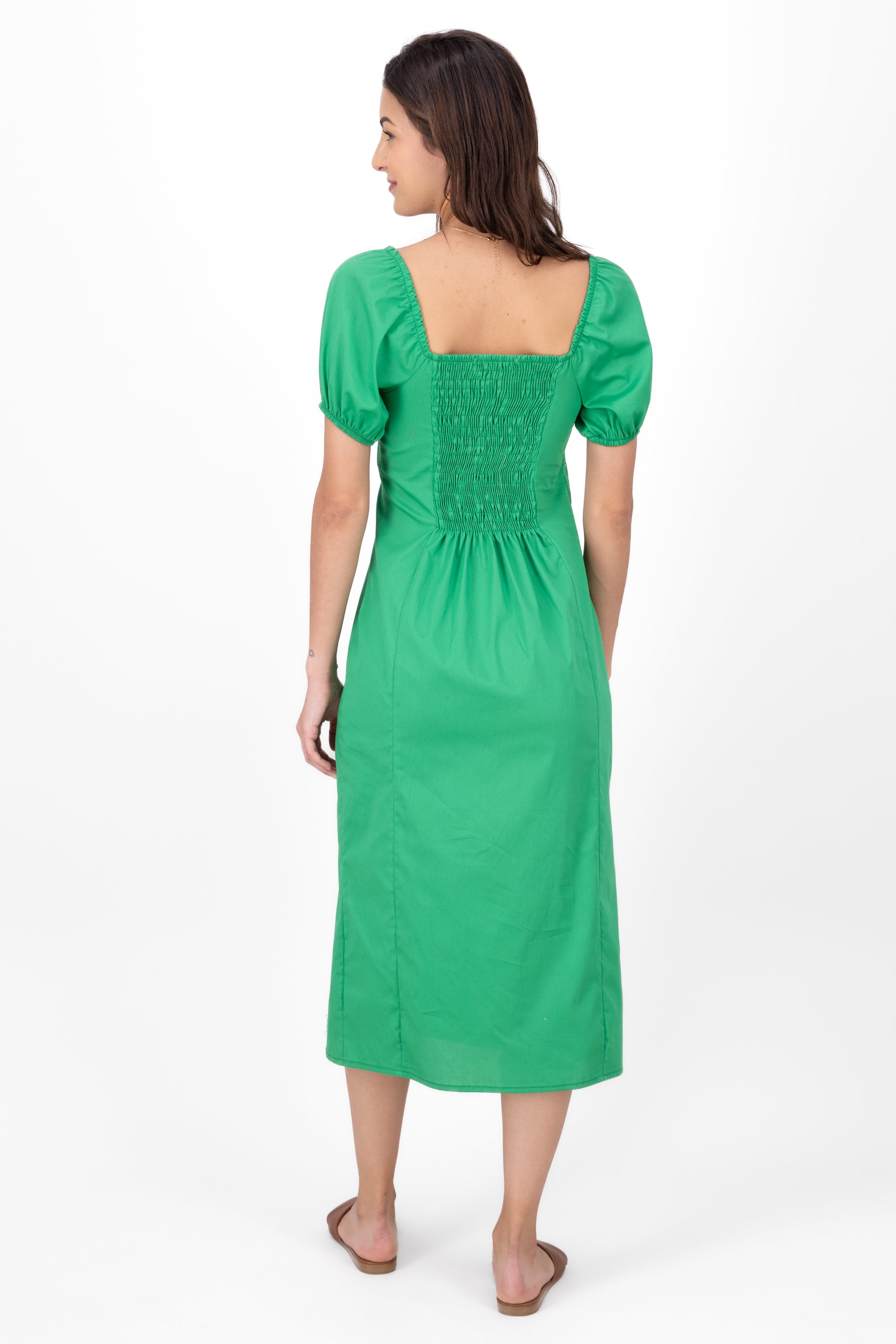 Frunched midi dress Bright green