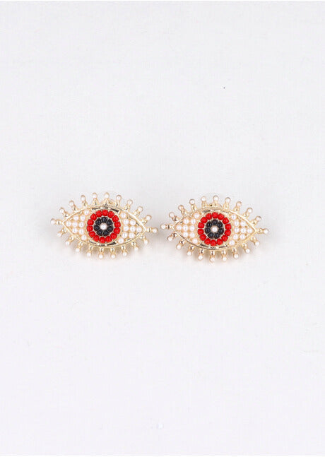 Aretes Ojo Perlas ROJO