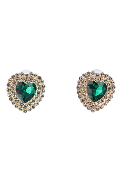 Stud Heart Brillos earrings GREEN