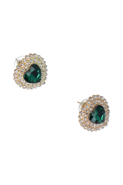 Stud Heart Brillos earrings GREEN