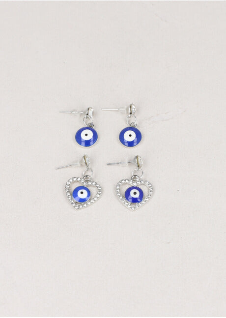 Set 2 Pares Aretes Ojos AZUL