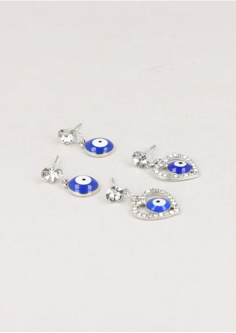 Set 2 Pares Aretes Ojos AZUL