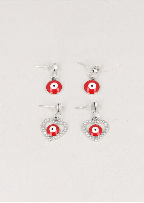 Set 2 Pares Aretes Ojos ROJO