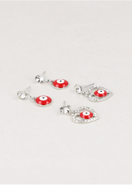 Set 2 Pares Aretes Ojos ROJO