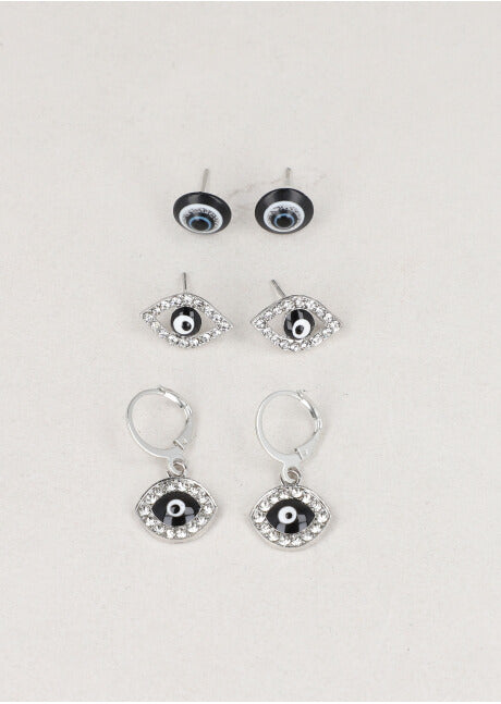 3 Pr Aretes Ojos PLATA