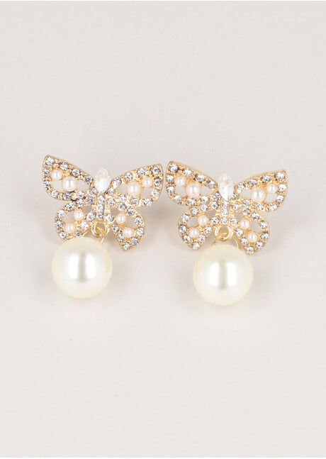 Pearl butterfly earrings GOLD