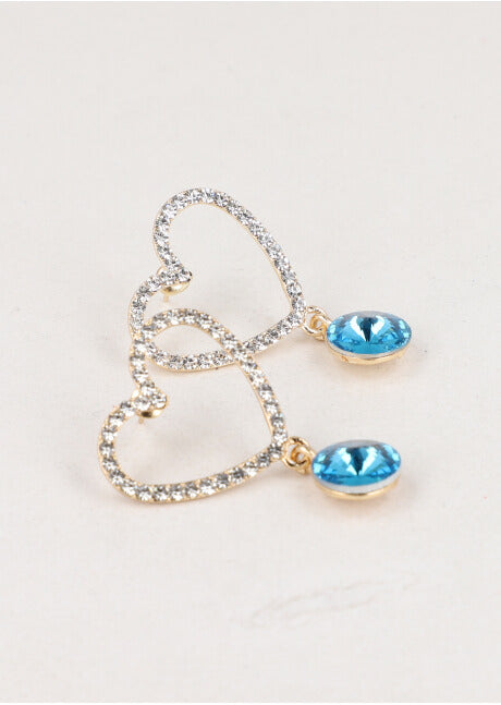 Aretes Corazon Brillos Cristal TURQUESA