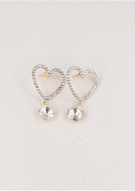 Aretes Corazon Brillos Cristal TRANSPARENTE