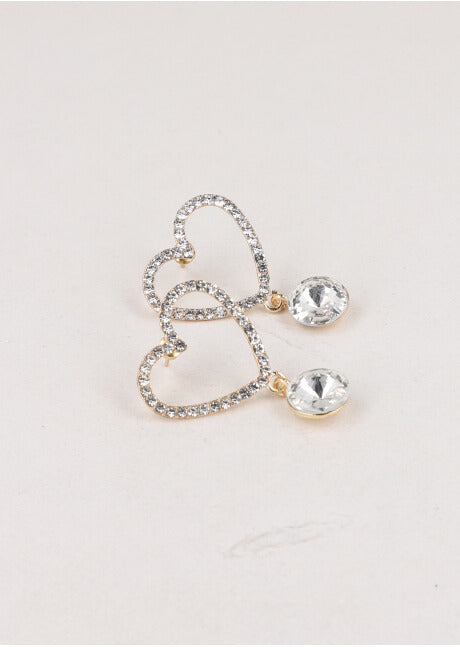 Aretes Corazon Brillos Cristal TRANSPARENTE