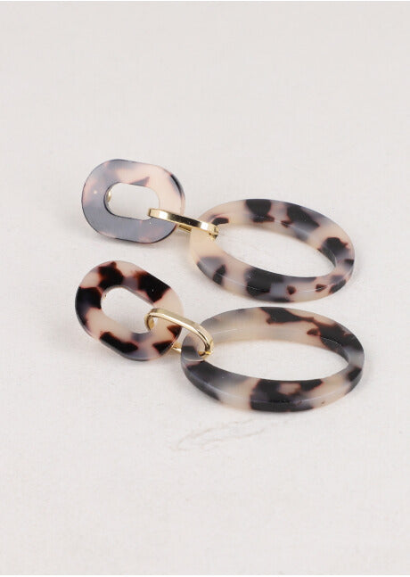 Aretes Doble Circulo Carey PALO DE ROSA