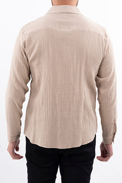 Smooth shirt wrinkled effect BEIGE