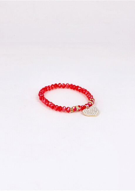 Beads heart bracelet shine RED