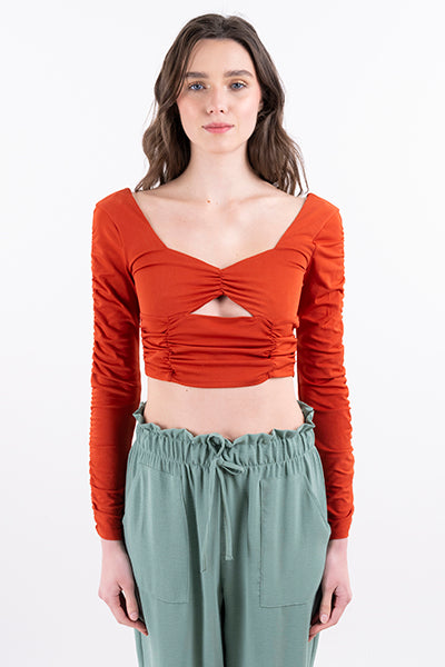 Top crop Fruncido Cutout Bust BRICK