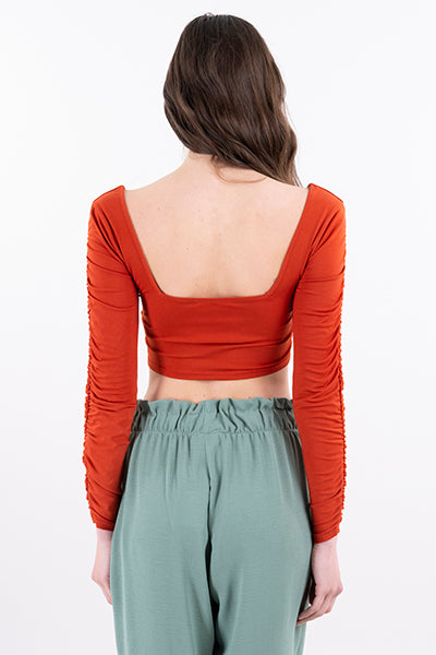 Top crop Fruncido Cutout Bust BRICK