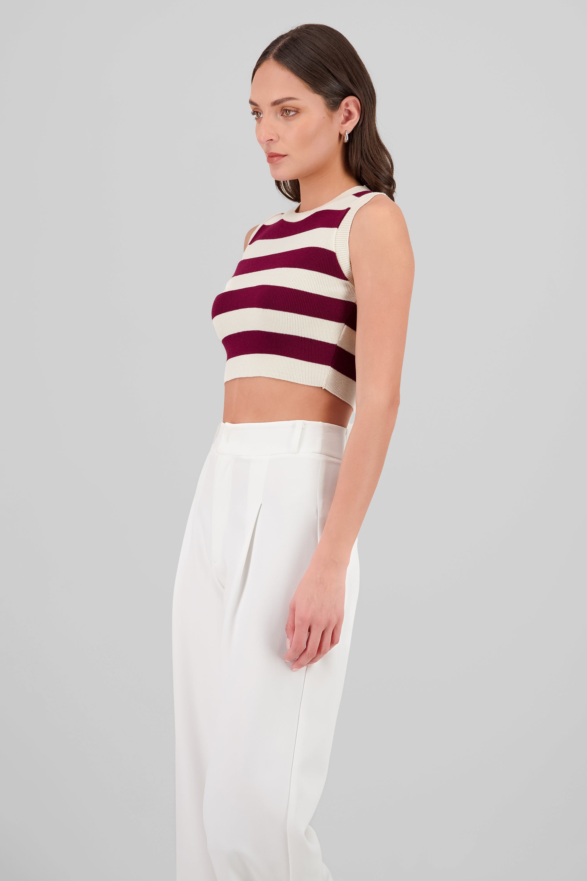 Chaleco Tejido Rayas VINO COMBO