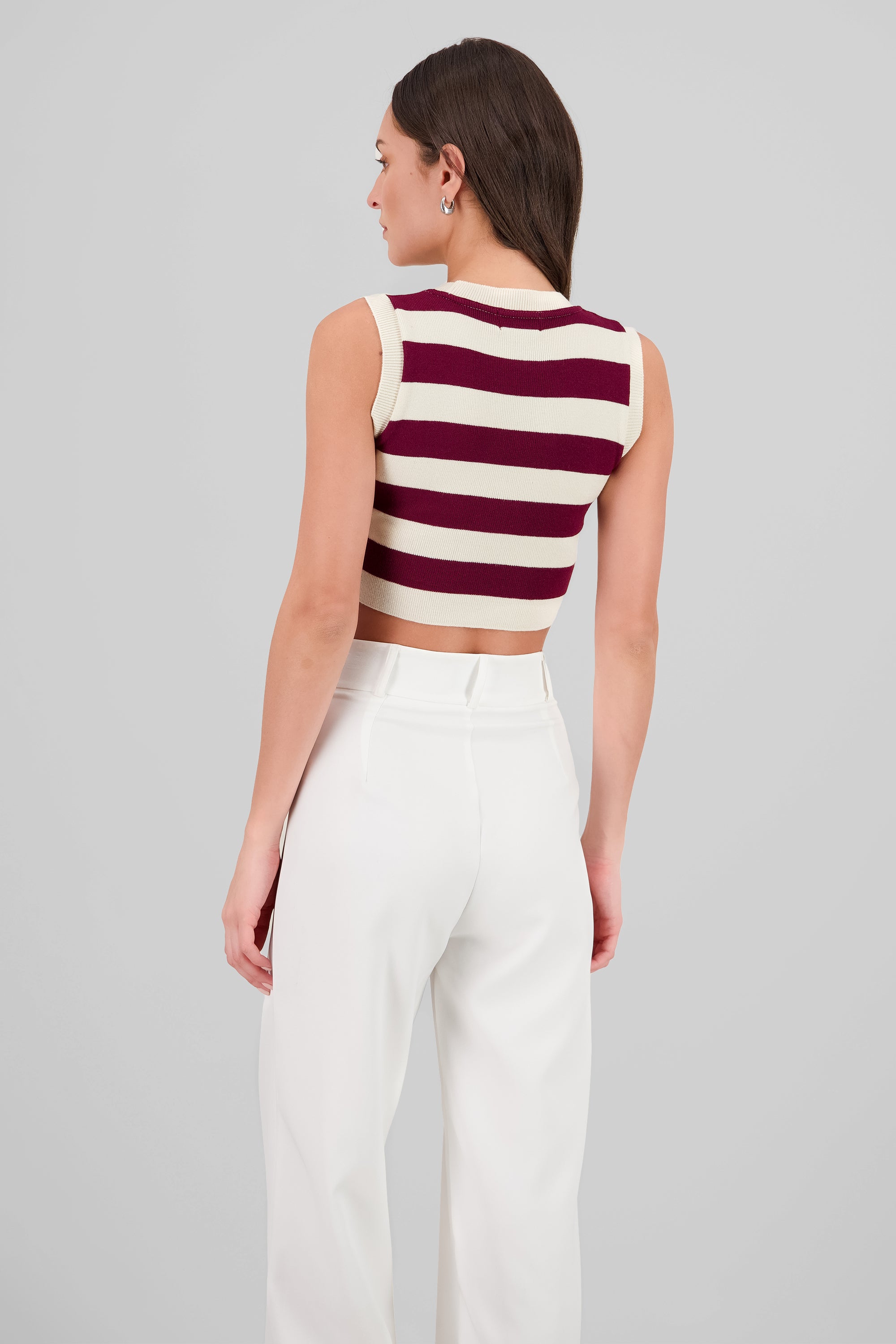 Chaleco Tejido Rayas VINO COMBO