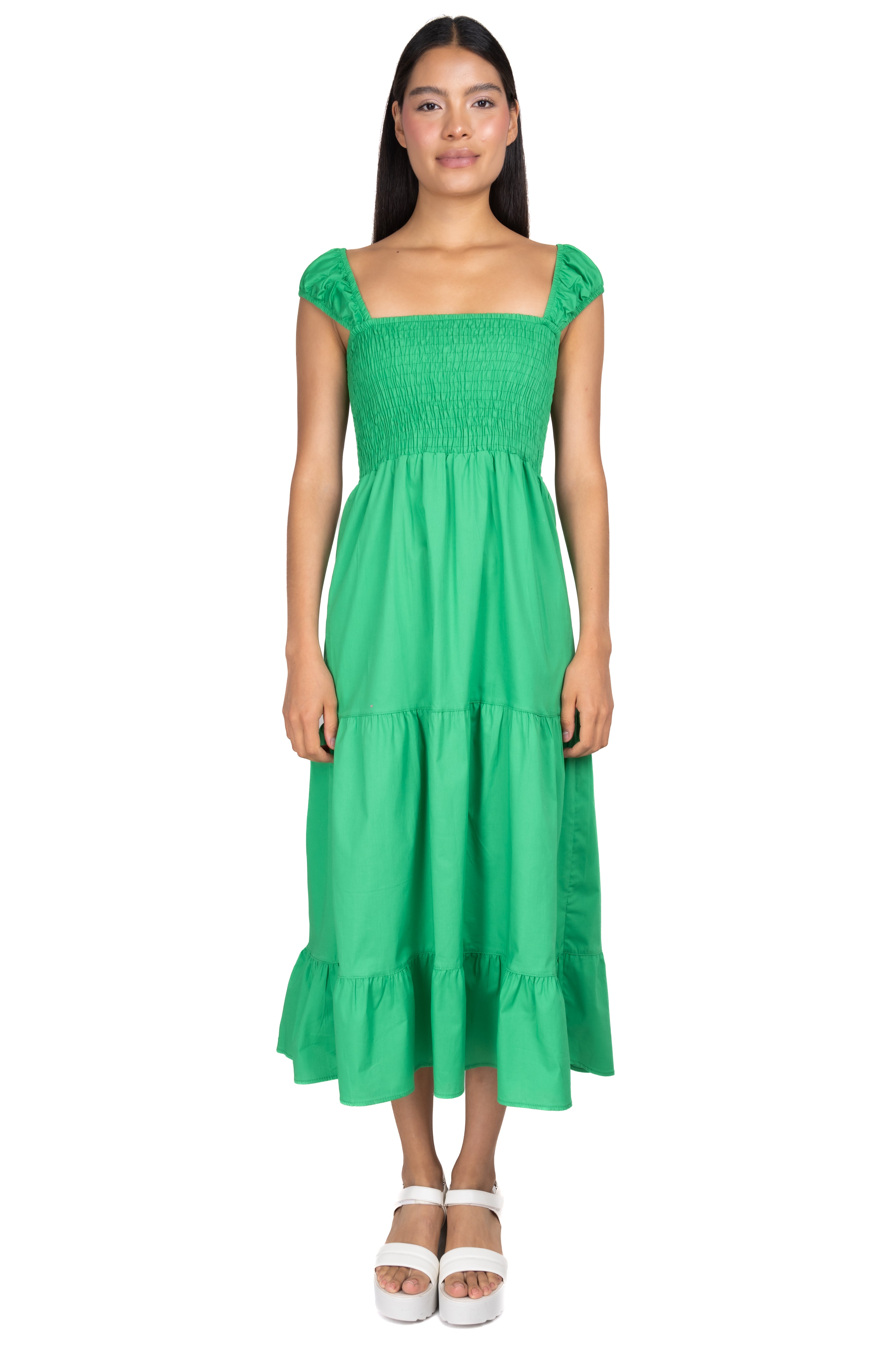 Elastic Midi Dress Layers GREEN