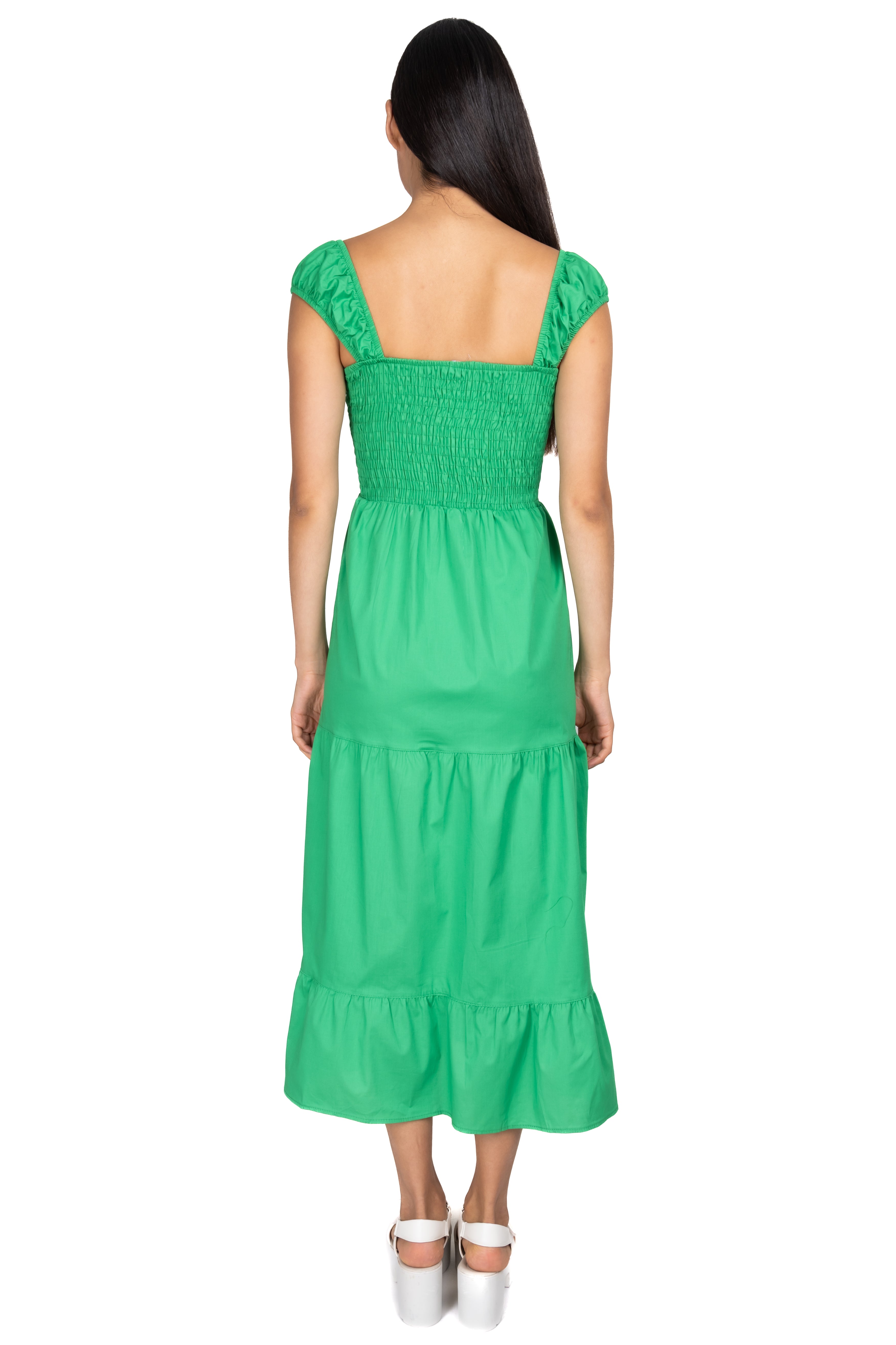 Elastic Midi Dress Layers GREEN