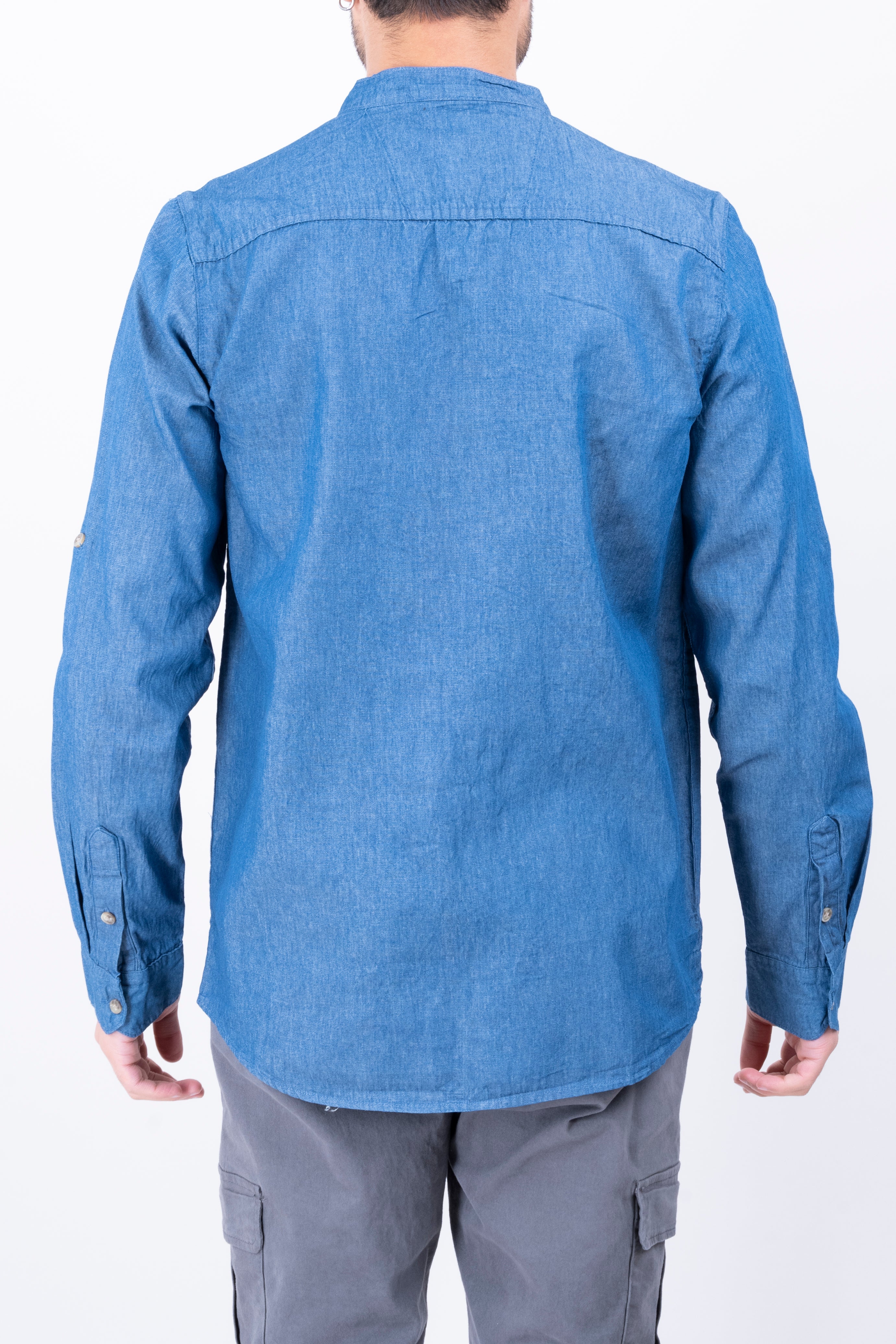 Camisa denim cuello mao STONE