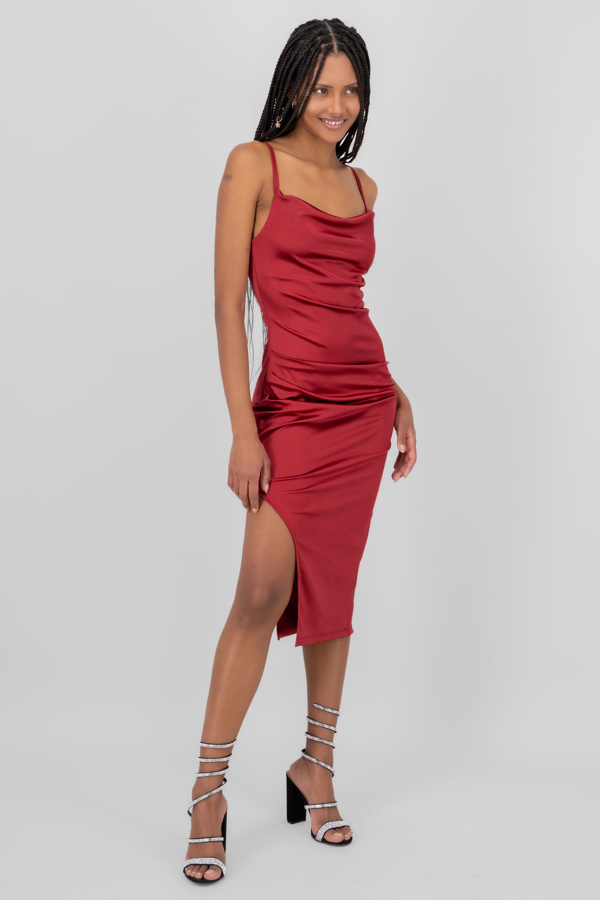 MIDI OPENING DRESS PLUM